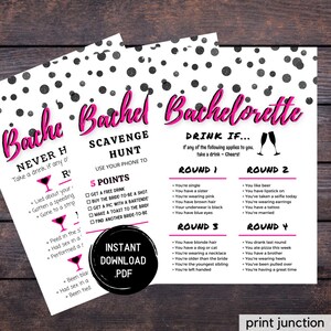 Pink Bachelorette Party Games - Fun Bachelorette Games - Bachelorette Game Printables - Drinking Games - Hen Party Games - Instant Download