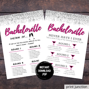 Pink Bachelorette Games, Never Have I Ever, Drink If, Fun Bachelorette Party Games, Drinking Games, Printables, Instant Download