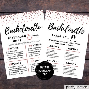 Bachelorette Party Games, Bachelorette Games, Scavenger Hunt, Drinking Games, Rose Gold, Dirty Bachelorette, Hen Party, Instant Download