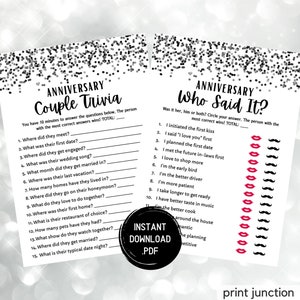 Anniversary Games, Anniversary Party Games, Who Said It, Couple Trivia, Wedding Anniversary, Who Knows The Couple Best, Instant Download
