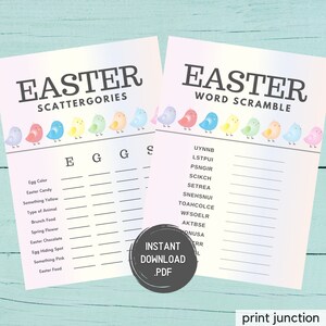 Easter Games - Easter Printable Games - Easter Word Scramble - Easter Scattergories - Easter Family Games - Fun Easter - Instant Download