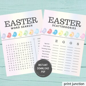 Easter Games - Easter Printable Games - Easter Scattergories - Easter Word Search - Easter Family Games - Fun Easter Game - Instant Download