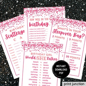 Teen Birthday Party Games, Sleepover Games, Girls Birthday Slumber Party Games, Tween, Preteen, Birthday Games For Teens, Instant Download