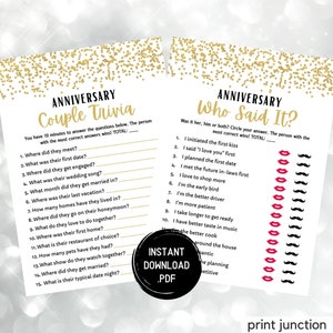 Anniversary Games, Anniversary Party Games, Who Said It, Couple Trivia, Wedding Anniversary, Who Knows The Couple Best, Instant Download