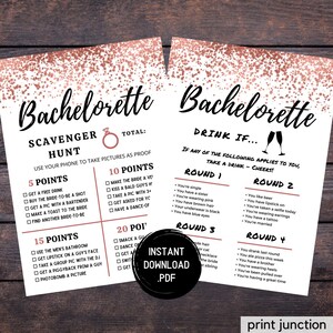 Printable Bachelorette Games - Bachelorette Party Games - Rose Gold - Drink If Game - Scavenger Hunt - Drinking Games - Instant Download