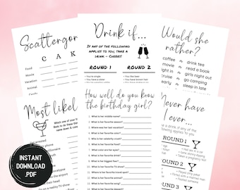 Adult Birthday Party Games Bundle: Fun Printable Games (Digital Download)