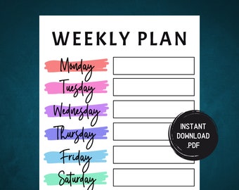 Minimalistische weekplanner afdrukbaar: takenlijstorganizer (pdf-download)