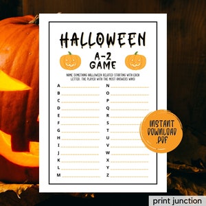 Halloween Games, Scattergories A-Z Game, Halloween Party Games, Halloween Games Printable, Printable Halloween Games For Adults And Kids