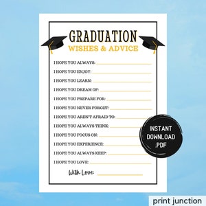 Wishes And Advice For The Graduate, Graduation Games, Graduation Party Game, Printable Game, Grad Party, Keepsake Game, Instant Download
