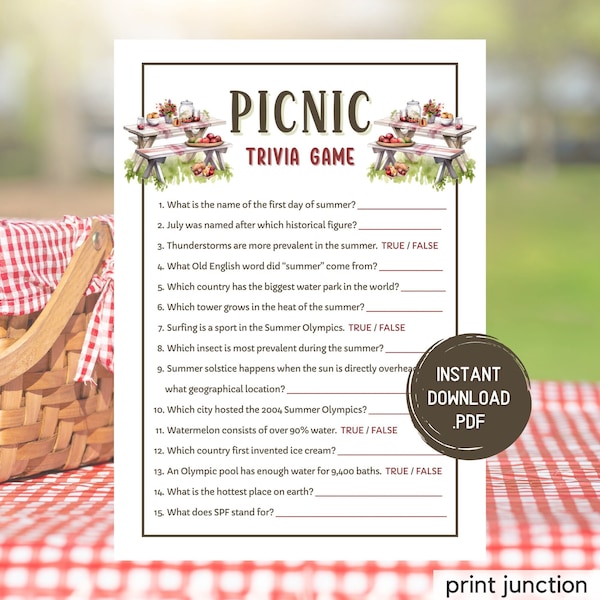 Summer Trivia Game, Printable Summer Games, Fun Summer Party Games, Summertime Activities, Family Games, Family Reunion Games, Picnic Games