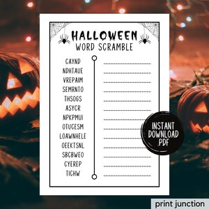 Halloween Party Games, Halloween Games, Halloween Printable, Halloween Word Scramble, Fun Halloween Party Game, Games For Kids & Adults