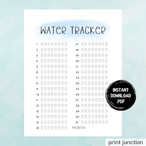 Water Tracker, Monthly Water Intake, Habit Tracker, Water Intake Tracker, Life Planner, Printable Planner, Hydration Chart, Wellness, Health