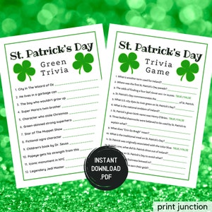 St. Patrick&#39;s Day Trivia Game: Green Trivia (Instant Download)