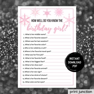 Who Knows The Birthday Girl Best, How Well Do You Know The Birthday Girl, Printable Game, Birthday Games For Her, Instant Download