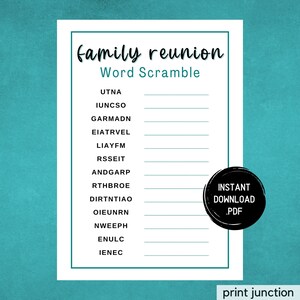 Family Reunion Word Scramble Game, Family Reunion Games, Family Reunion Party Game, Family Gathering Fun, Icebreaker Game, Instant Download