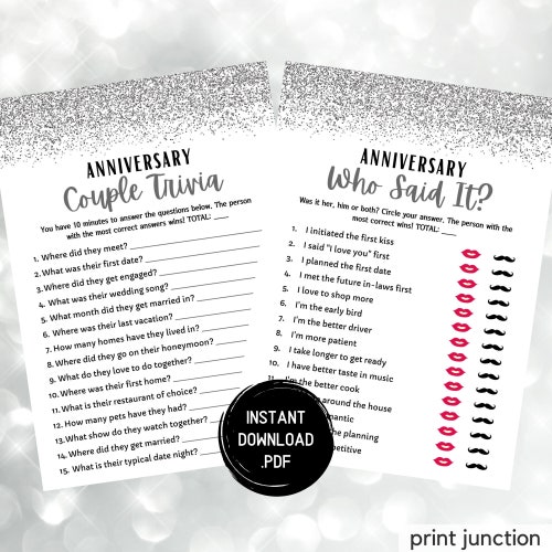 Anniversary Games Anniversary Party Trivia Games Who Knows Etsy