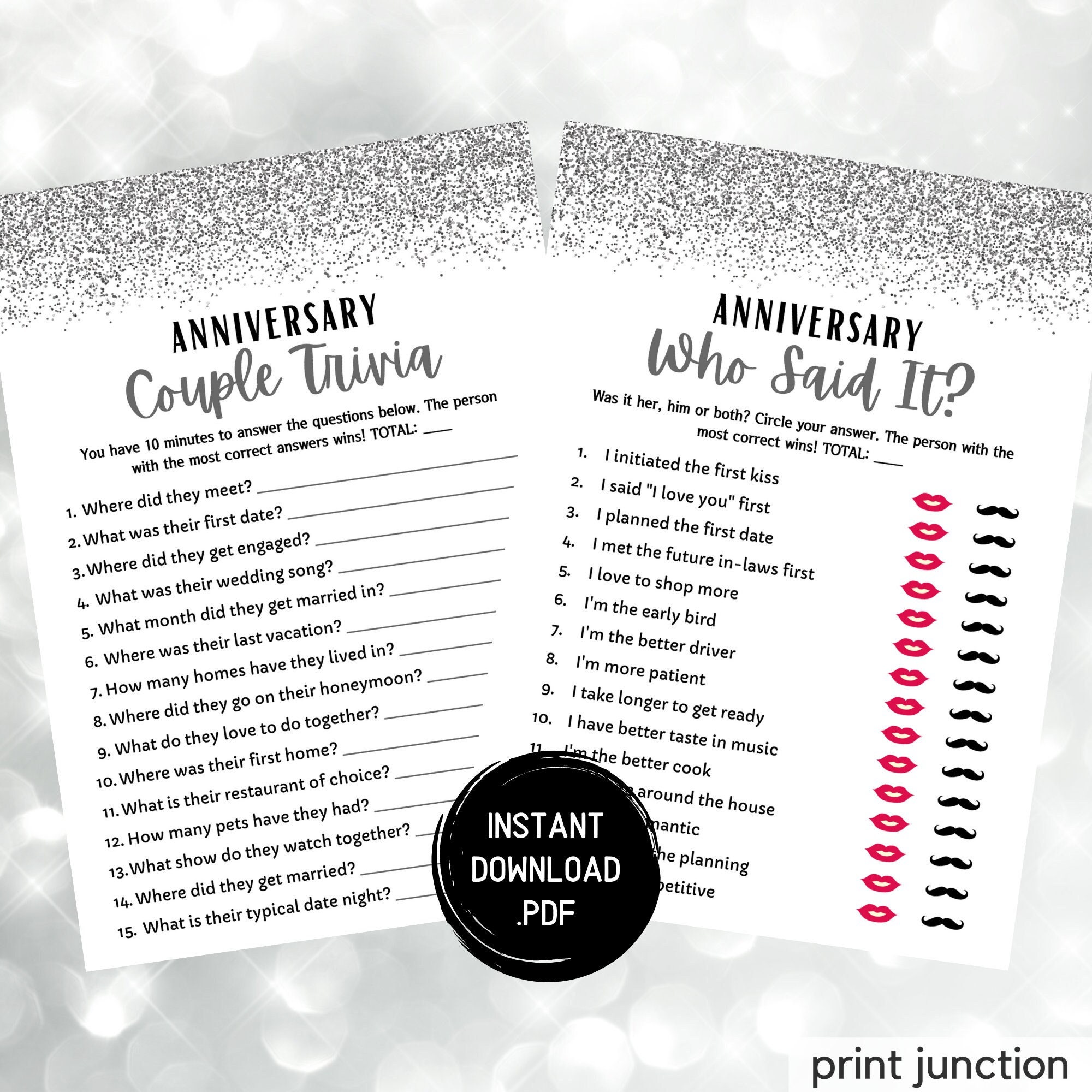 Anniversary Games, Anniversary Party Games, Who Said It, Couple Trivia