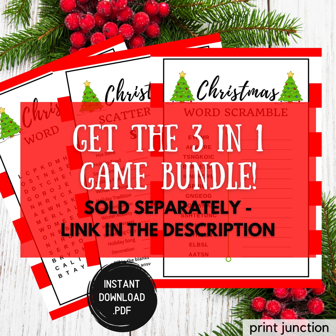 Christmas Word Scramble Printable Christmas Game Holiday Etsy
