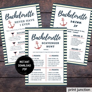 Bachelorette Party Games, Bachelorette Scavenger Hunt, Nautical