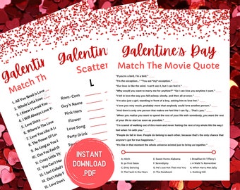 Valentine's Day Games - Galentines 3 Pack of Games - Valentine Party Printable Bundle - Instant Download - Valentines Ideas - Valentines Day