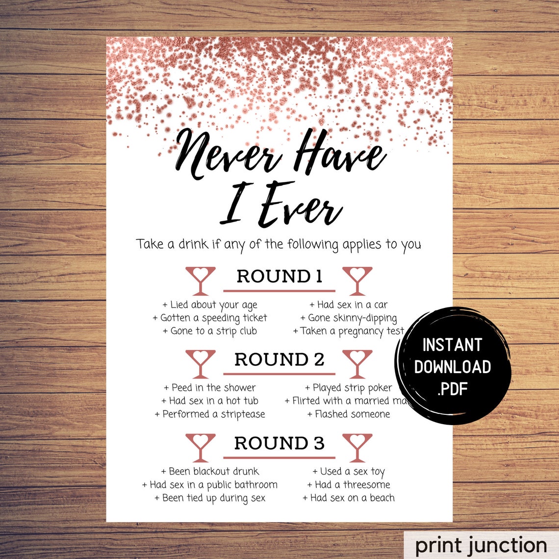 Girls Night Games Never Have I Ever Drinking Game Ladies