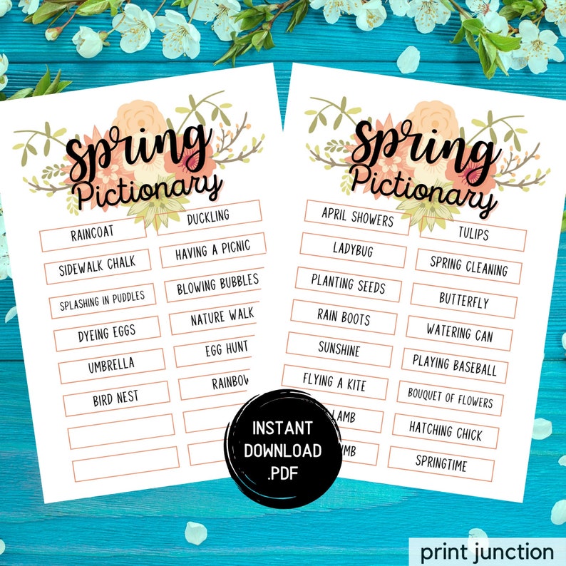 Pictionary Ideas Springtime Spring Pictionary Game: Printable Party Activity (instant Download) - Etsy