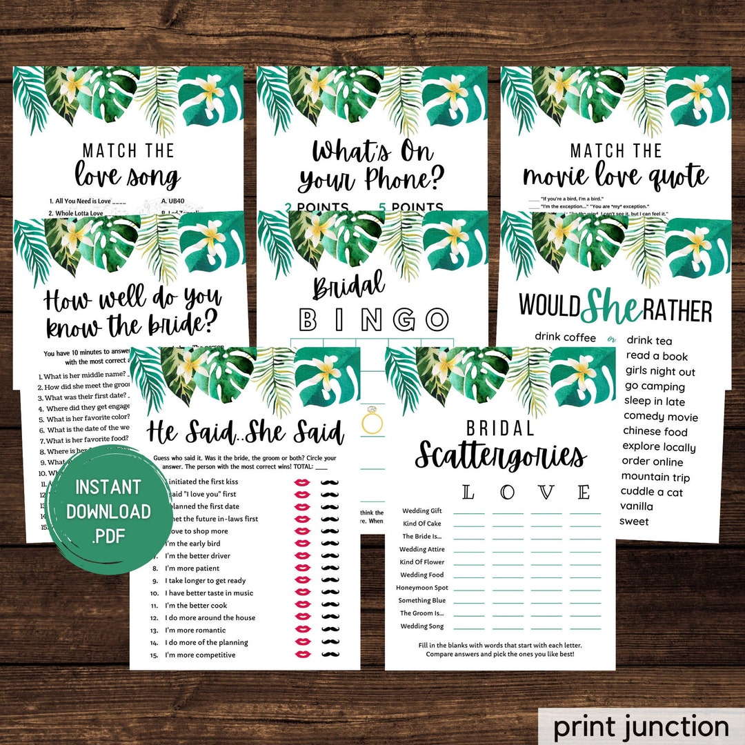 Virtual Bridal Shower Games Zoom Bridal Shower Tropical Etsy