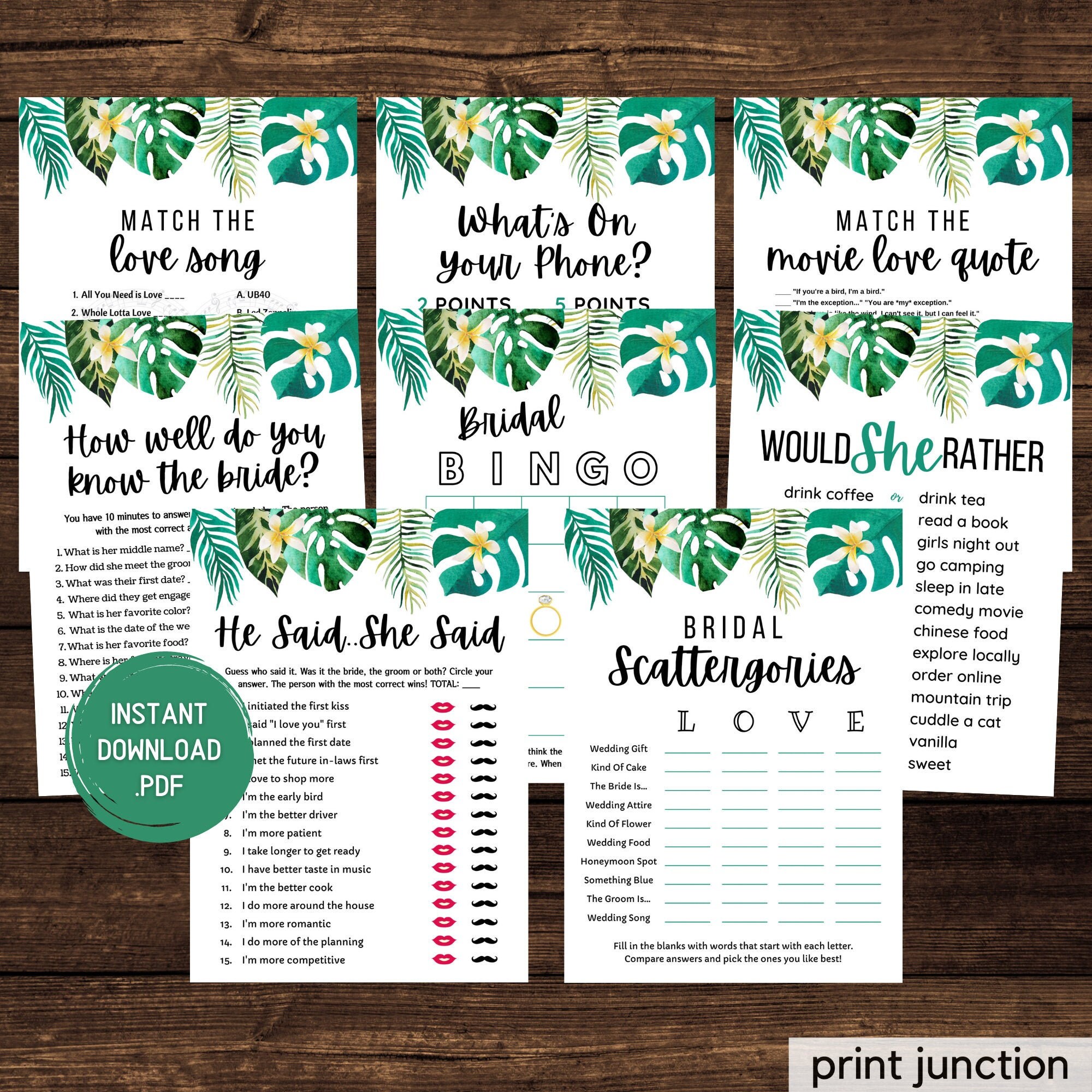 Virtual Bridal Shower Games Zoom Bridal Shower Tropical Etsy