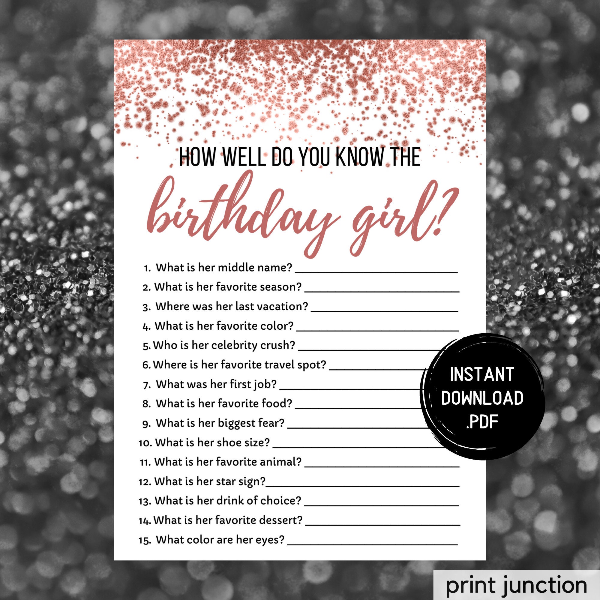 Who Knows the Birthday Girl Best How Well Do You Know the - Etsy