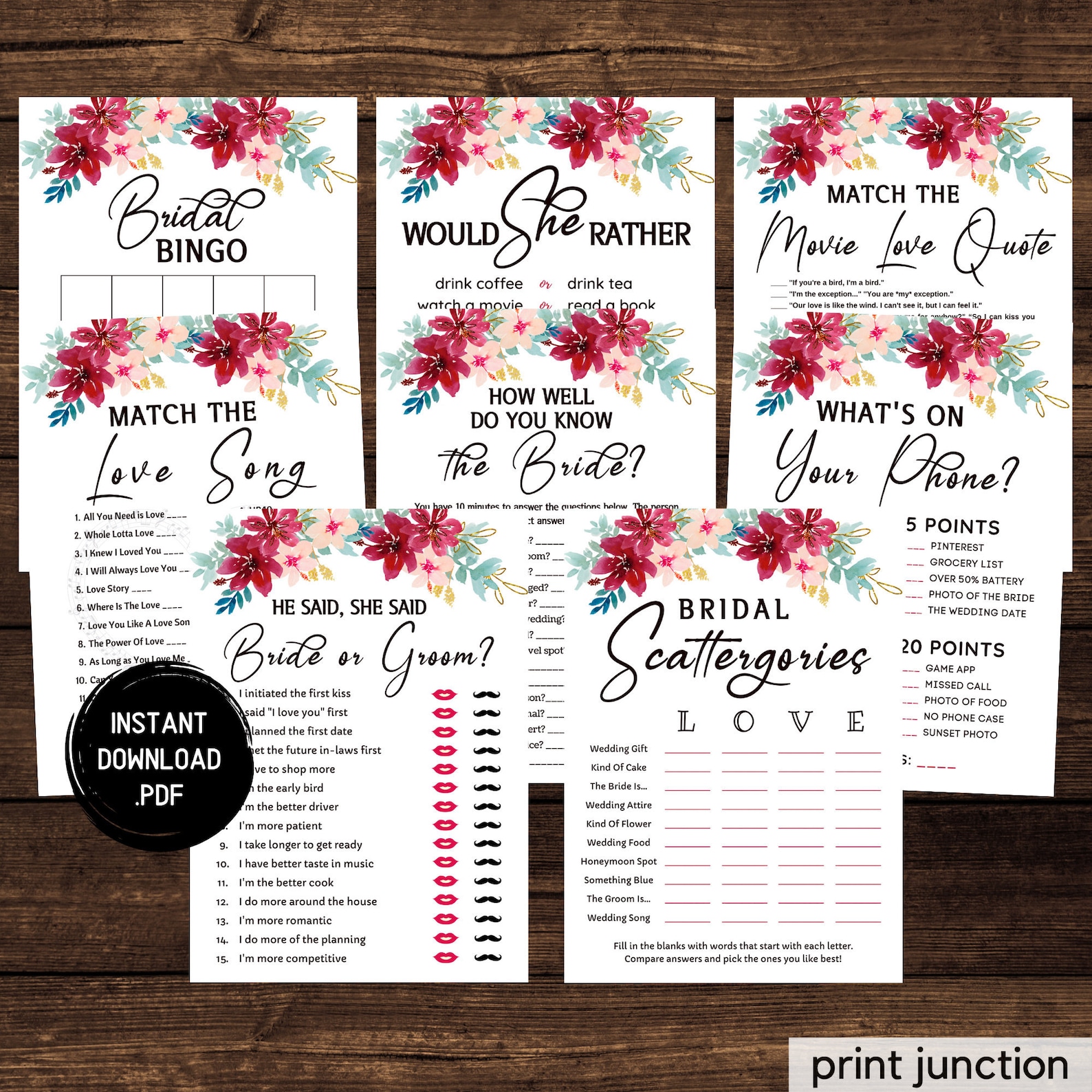 Virtual Bridal Shower Games Zoom Bridal Shower Marsala Etsy