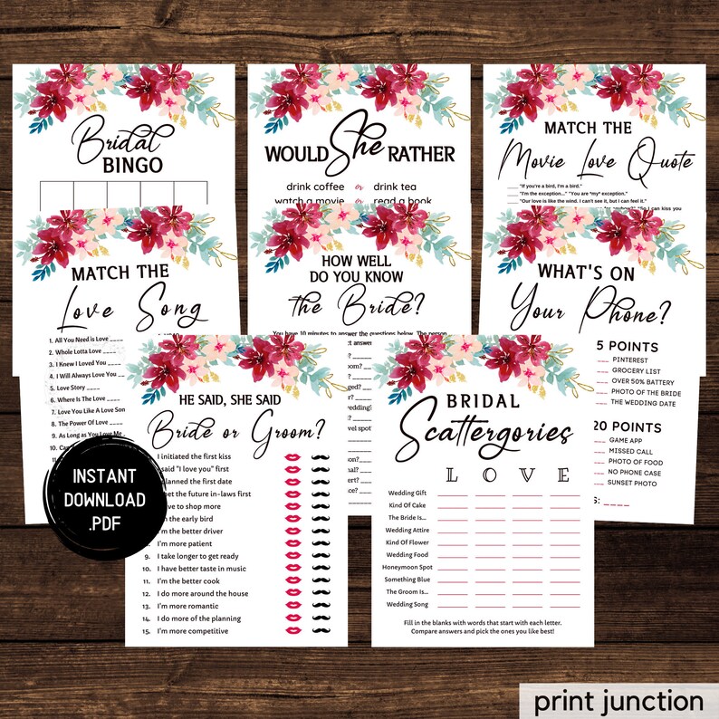 Virtual Bridal Shower Games Zoom Bridal Shower Marsala Etsy