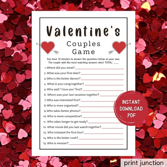 Giochi di San Valentino, Giochi per coppie, Giochi a quiz, Giochi