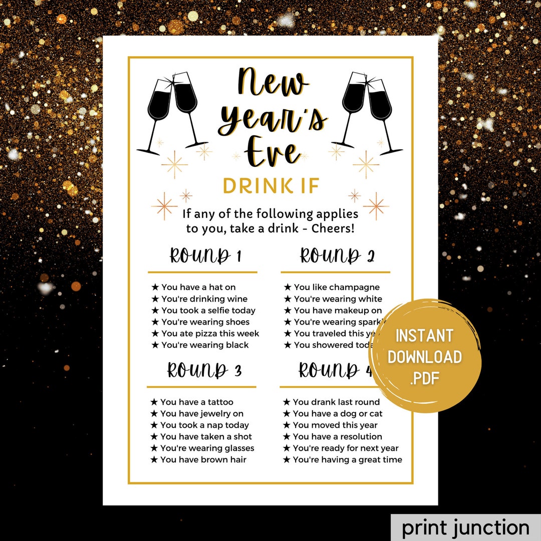 New Years Eve Game - Drink If Game - Printable New Year's Eve Game ...