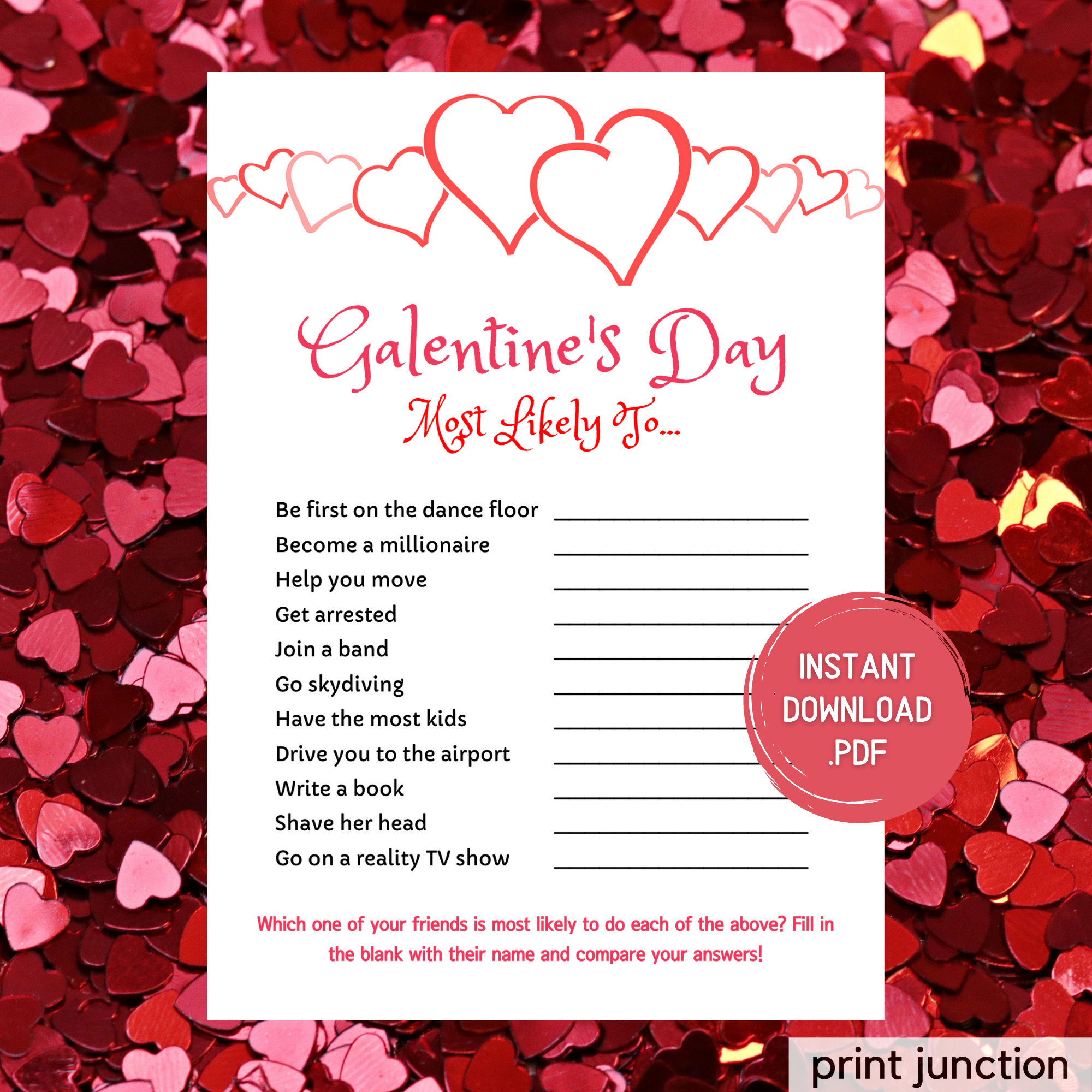 Valentine's Day Games Valentine Party Printable Most | Etsy