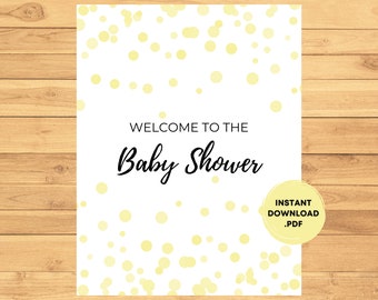 Yellow Baby Shower Welcome Sign: Gender Neutral Printable (Digital Download)