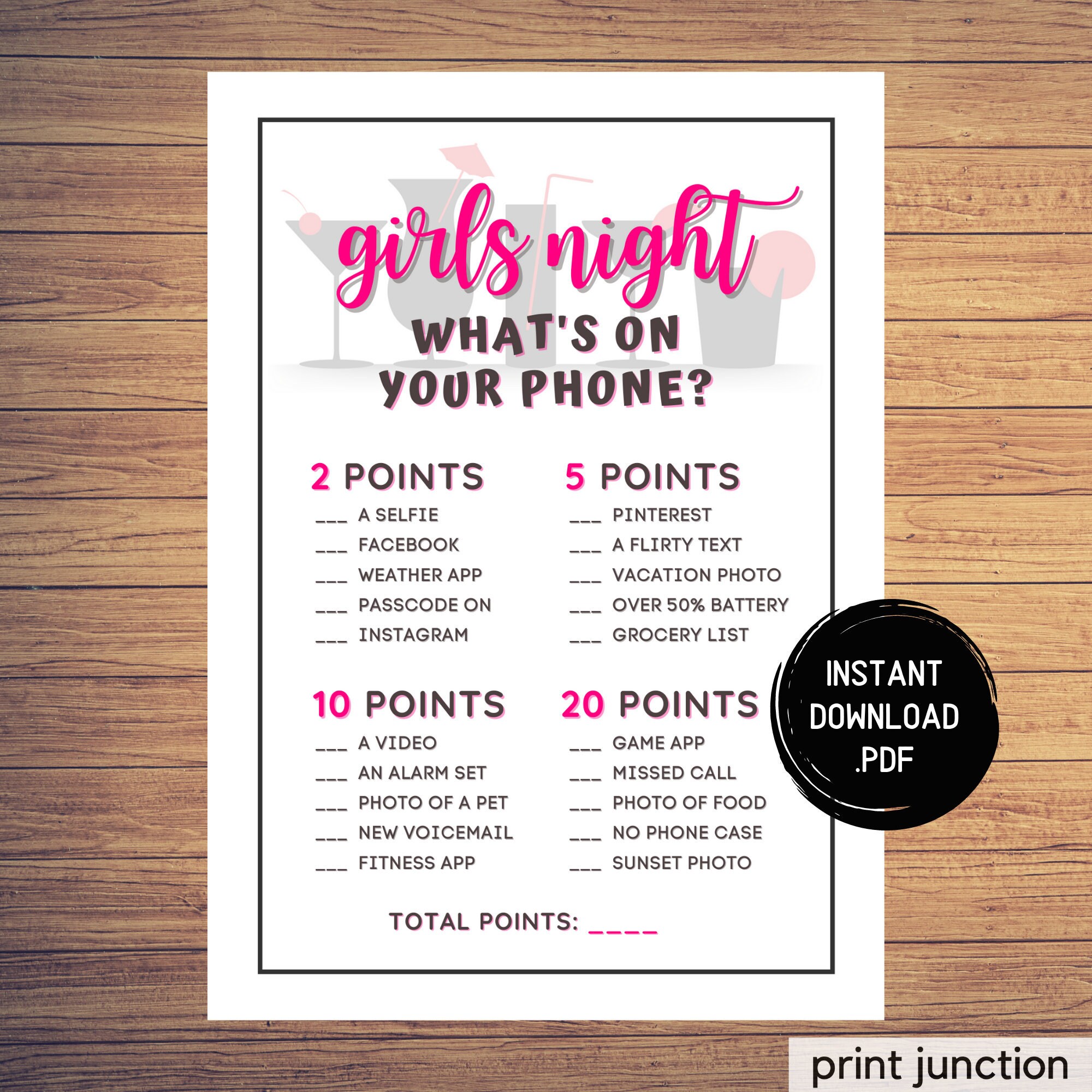 Girls Night Games Whats In Your Phone Ladies Night Games Etsy