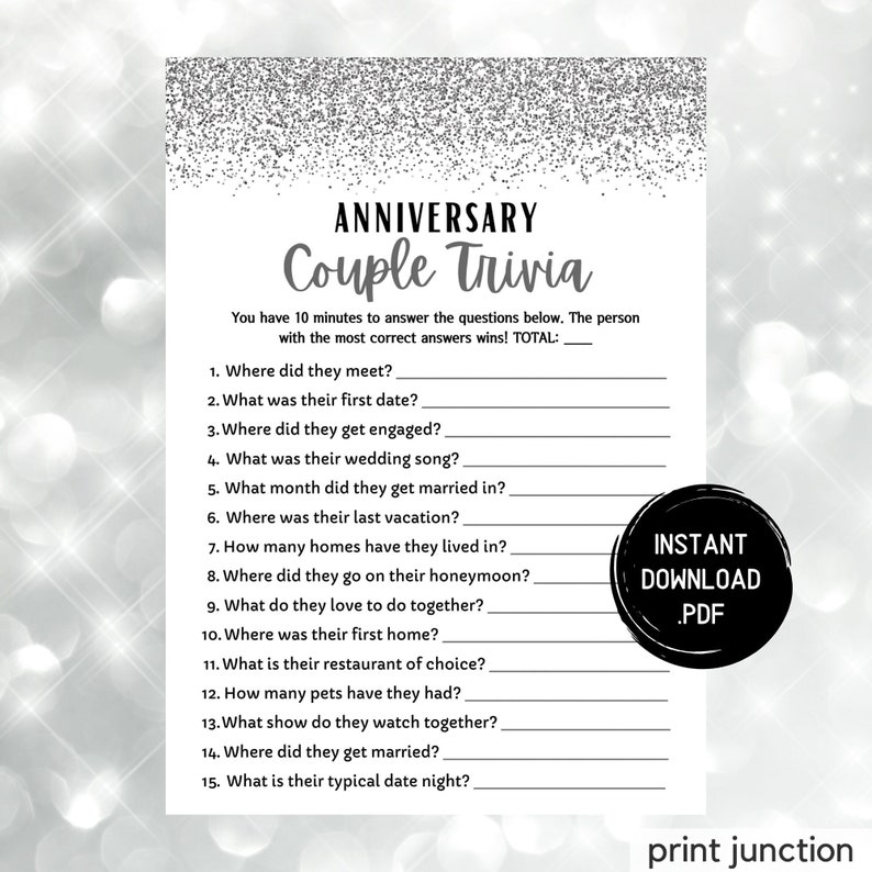 Anniversary Games, Anniversary Party, How Well Do You Know the Couple ...