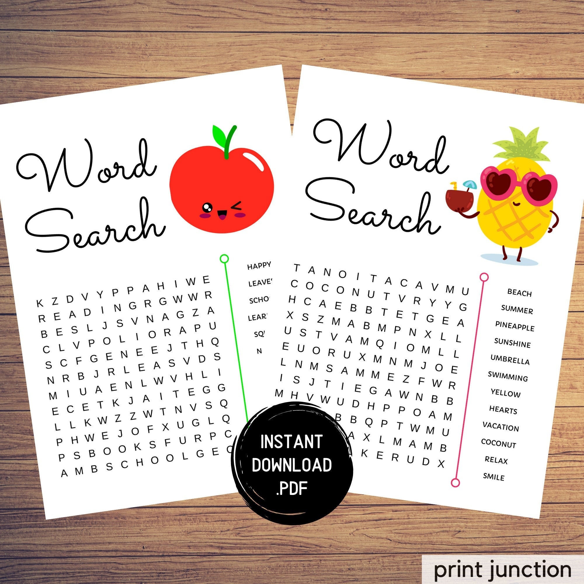 Search Puzzles Kids Word Search Puzzle: Printable Activity Pages (instant Download) - Etsy