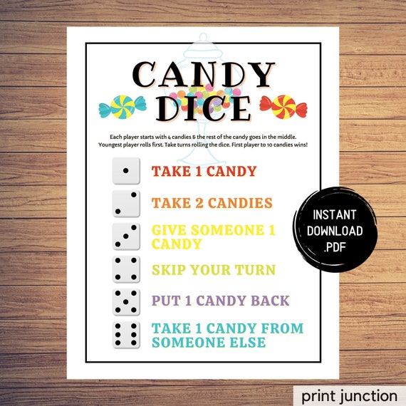 Candy Dice Game Birthday Party Games for Kids Candy Game - Etsy