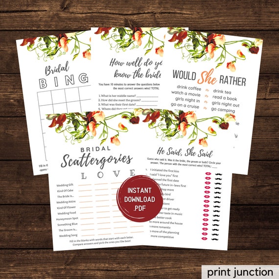 Virtual Bridal Shower Games Zoom Bridal Shower Games Spring Etsy