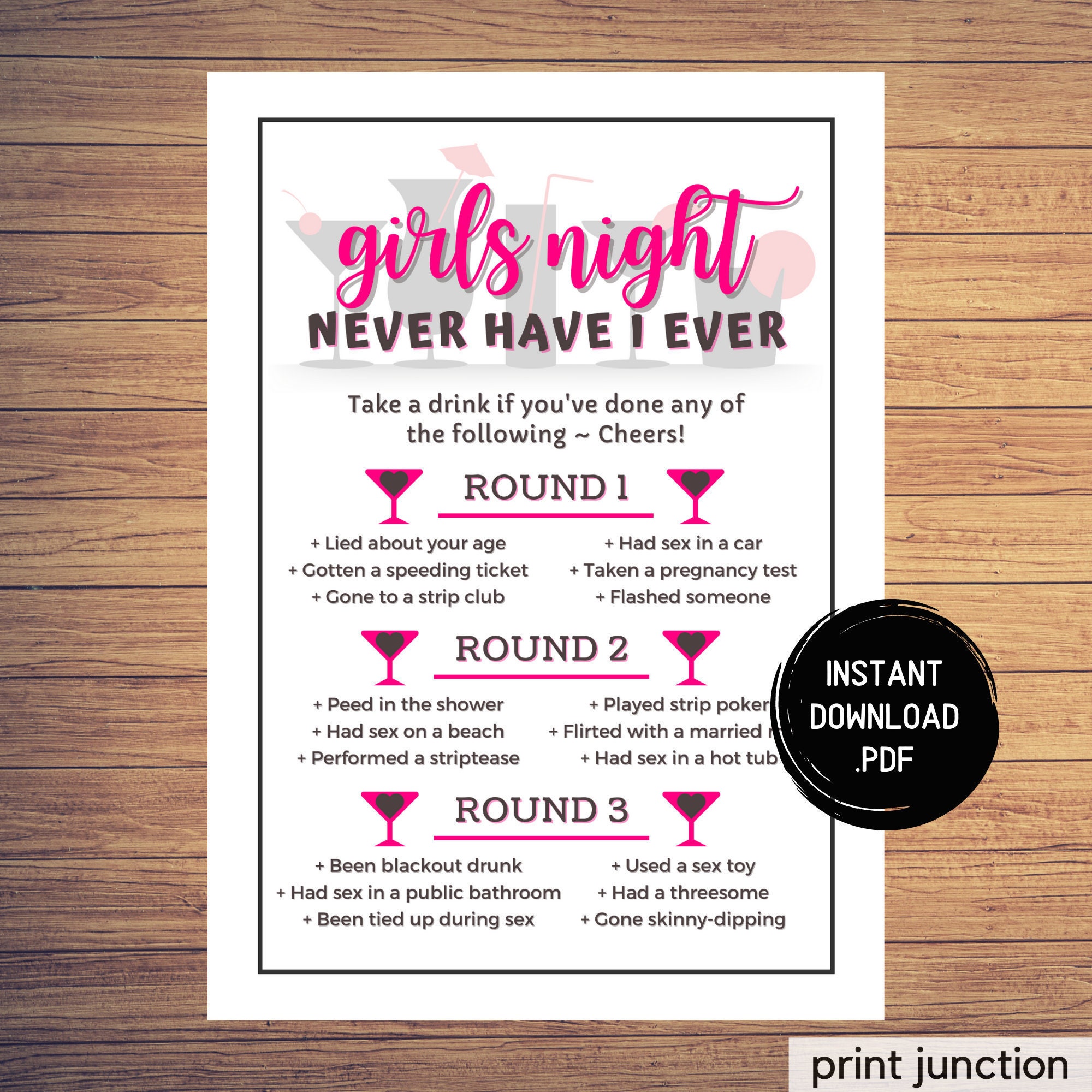 Girls Night Games, Never Have I Ever Drinking Game, Ladies Night Games