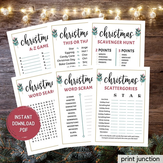 Christmas Game Bundle, Holiday Party Games, Christmas Party Games, Printable Christmas Games, Games For Kids Adults Groups Families Office