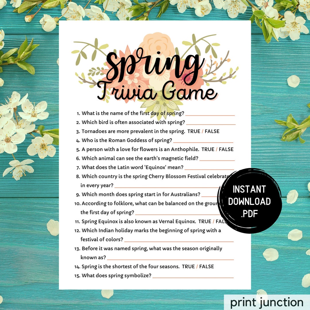 Spring Trivia Game, Printable Spring Games, Springtime Activities, Fun ...