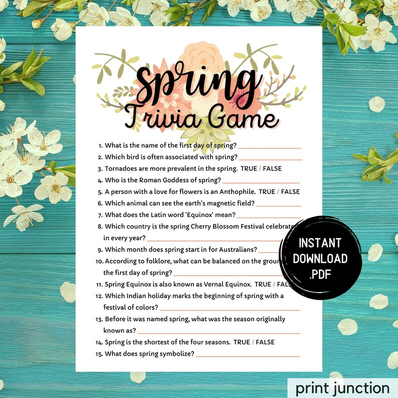 Spring Trivia Game, Printable Spring Games, Springtime Activities, Fun ...