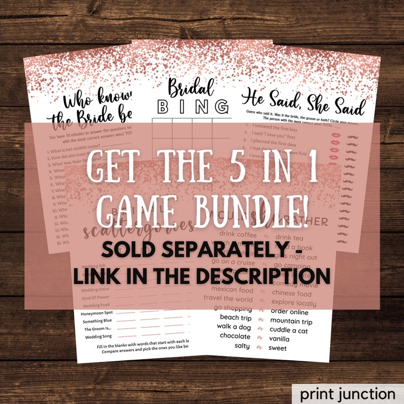 Rose Gold Bridal Shower Games Virtual Bridal Shower Zoom Etsy Canada