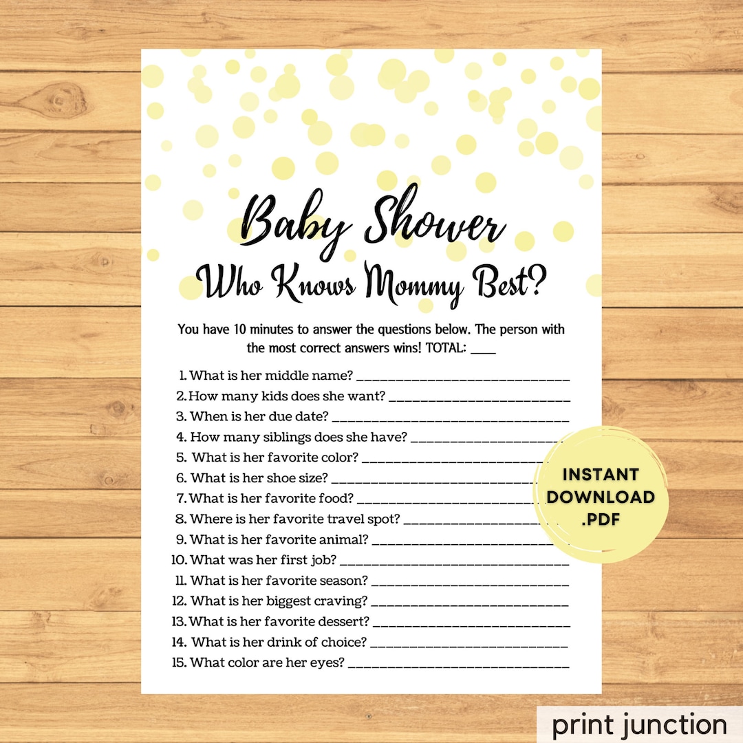 Who Knows Mommy Best Baby Shower Trivia Who Knows Mommy Game How Well
