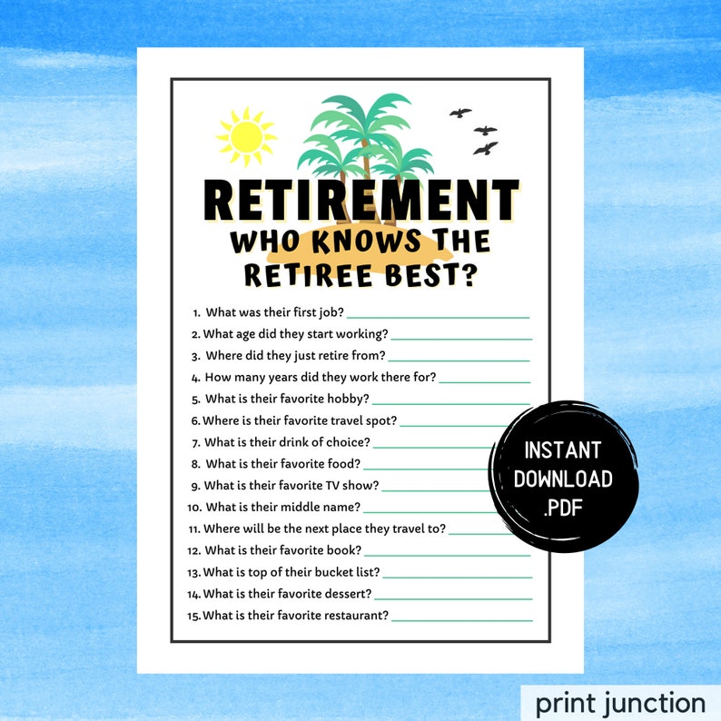 Retirement Party Games, Who Knows the Retiree Best, How Well Do You Know the Retiree, Retiree