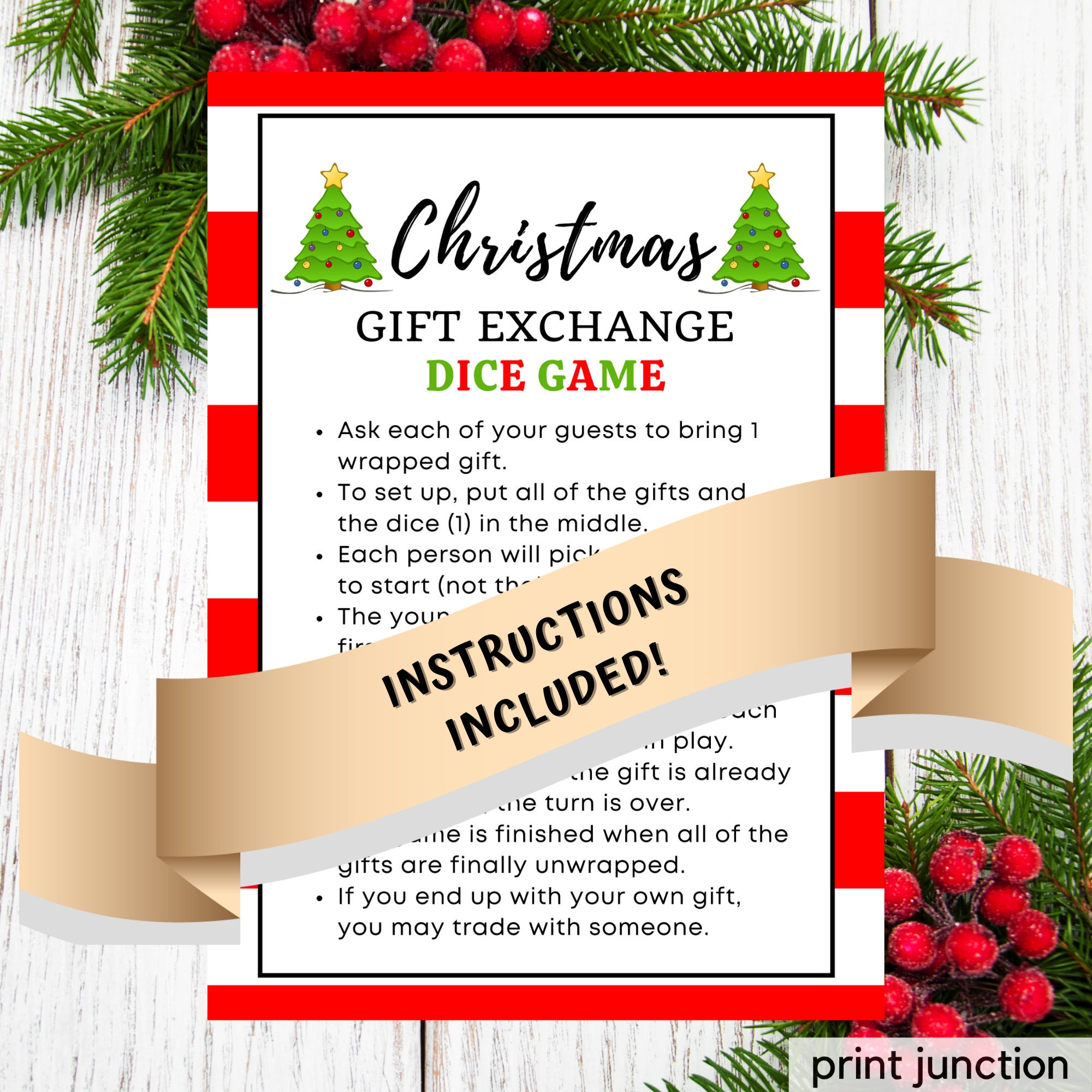 Gift Exchange Game Christmas Dice Game Christmas Games Printable