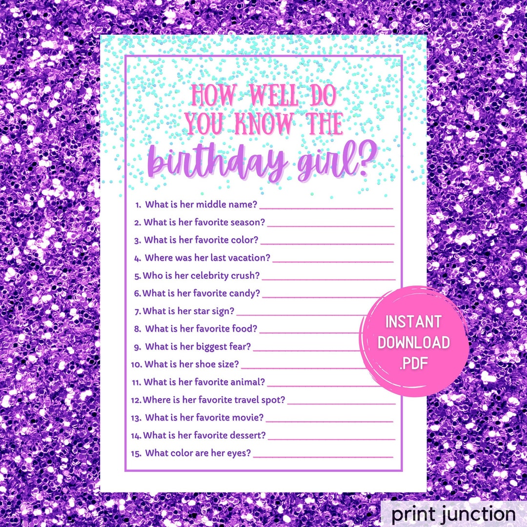 Teen Birthday Party Games Who Knows the Birthday Girl Best - Etsy