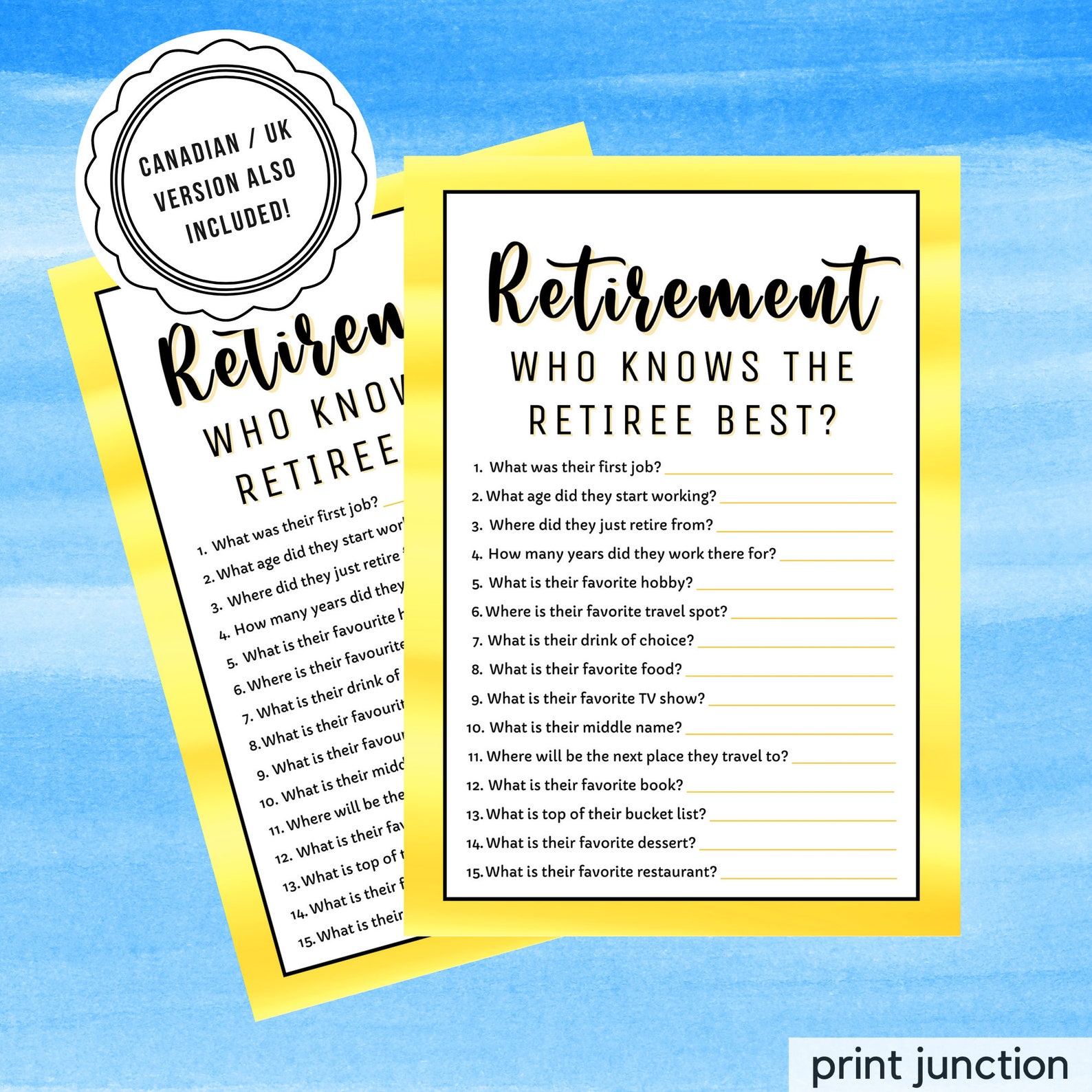 Retirement Party Games, Who Knows the Retiree Best, How Well Do You